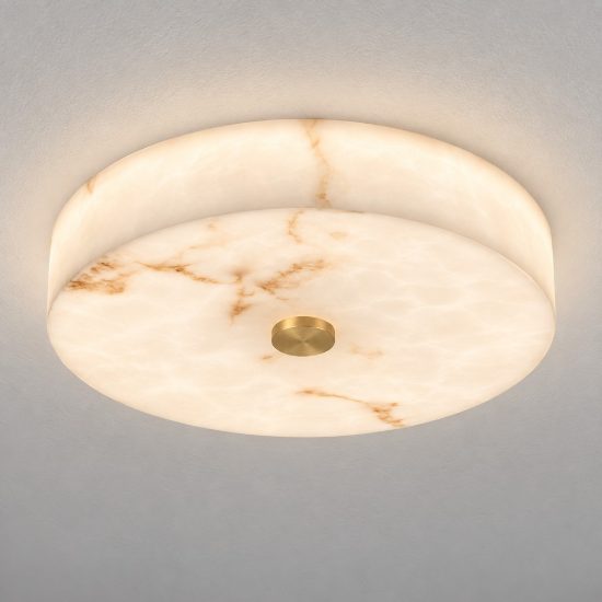 Plafoniera per cucina  disco oro ottone led 28w 3000k effetto alabastro