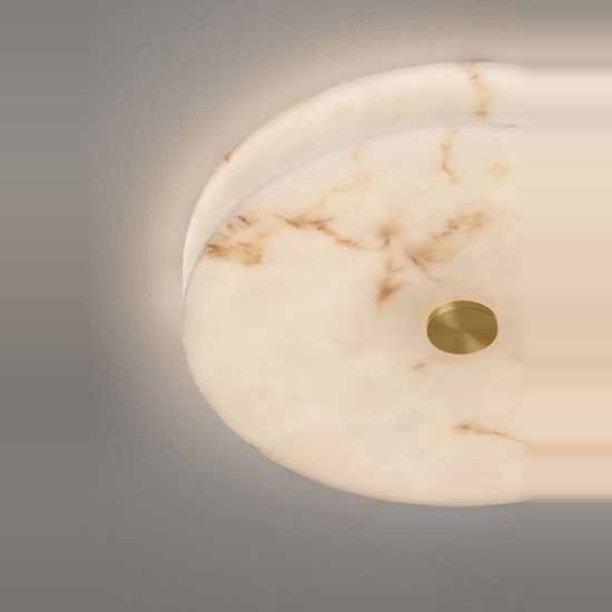 Plafoniera per cucina  disco oro ottone led 28w 3000k effetto alabastro