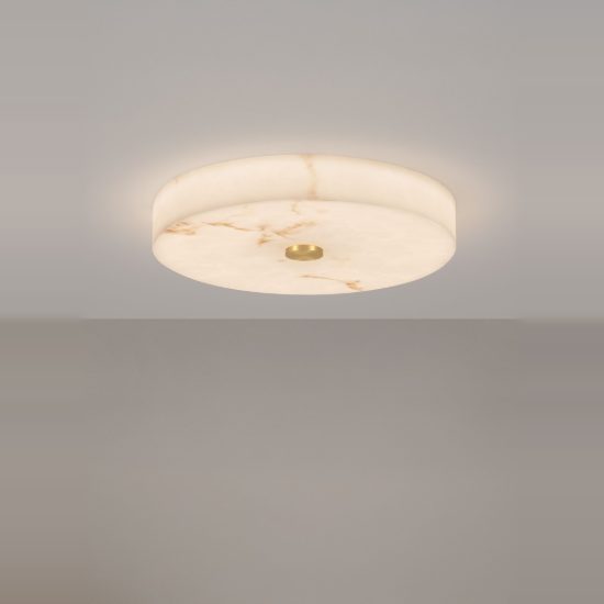 Plafoniera per cucina  disco oro ottone led 28w 3000k effetto alabastro