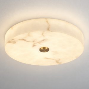 Plafoniera led 36w 3000k per camera da letto disco oro ottone effetto alabastro