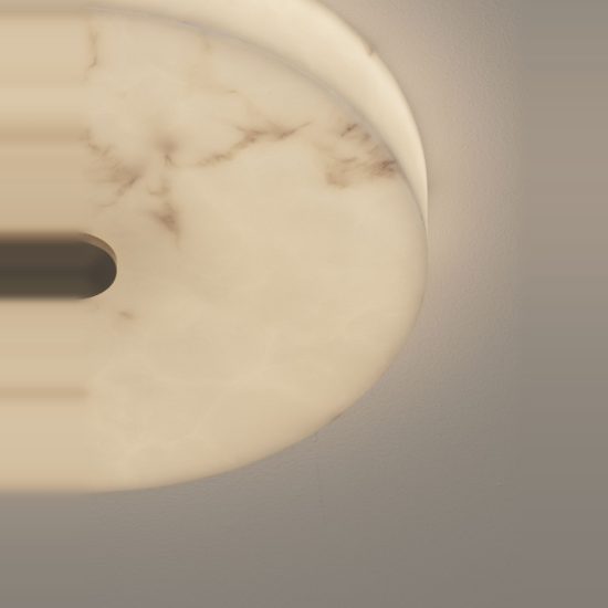 Plafoniera led 36w 3000k per camera da letto disco oro ottone effetto alabastro