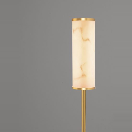 Lampada da tavolo elegante led 12w 3000k effetto alabastro oro ottone