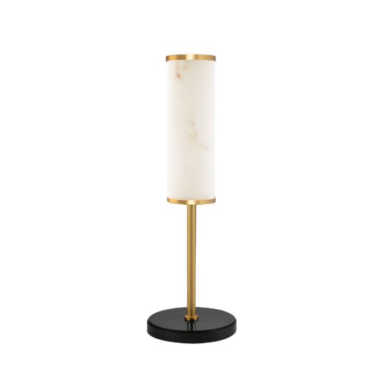 Lampada da tavolo elegante led 12w 3000k effetto alabastro oro ottone