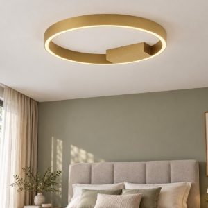 Maytoni rim plafoniera led 24w dimmerabile per camera da letto moderna ottone