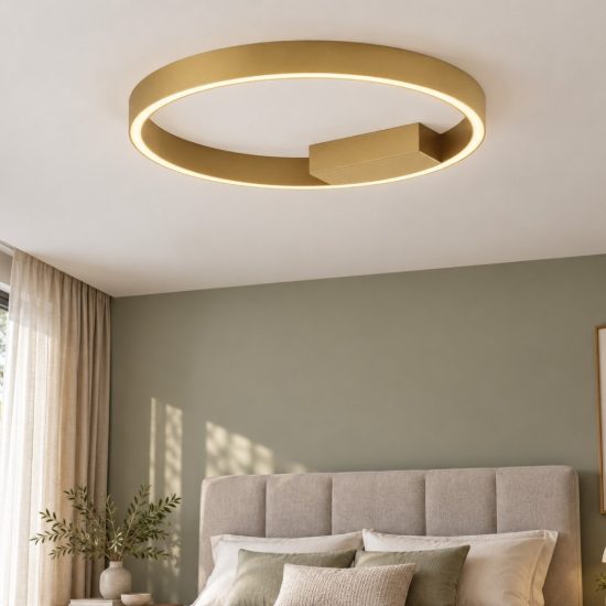 Maytoni rim plafoniera led 24w dimmerabile per camera da letto moderna ottone