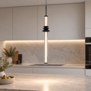 Lampada a sospensione per cucina moderna cilindrica nero sabbiato led 8w 3000k dimmerabile