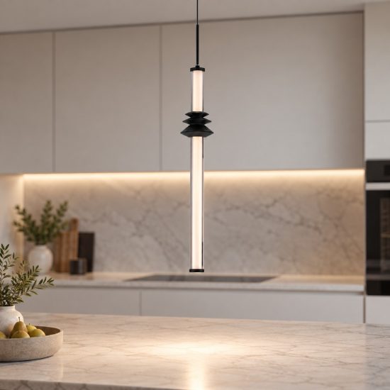 Lampada a sospensione per cucina moderna cilindrica nero sabbiato led 8w 3000k dimmerabile