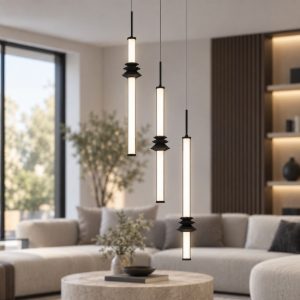 Lampadario a sospensione per camera da letto moderno nero led 18w 3000k