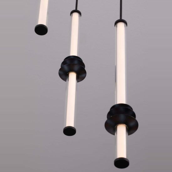 Lampadario a sospensione per camera da letto moderno nero led 18w 3000k