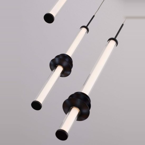 Lampadario a sospensione per camera da letto moderno nero led 18w 3000k