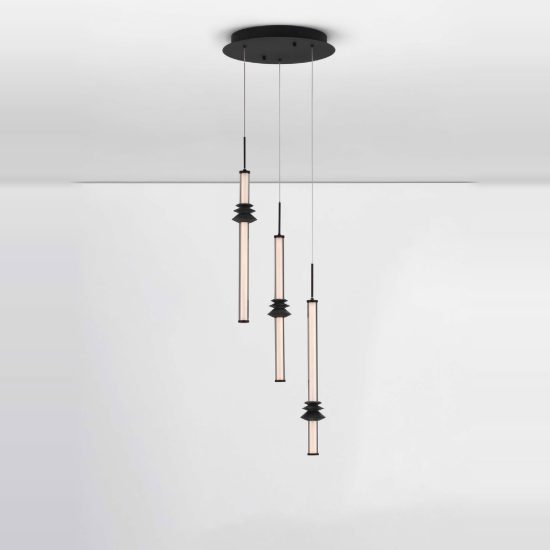Lampadario a sospensione per camera da letto moderno nero led 18w 3000k