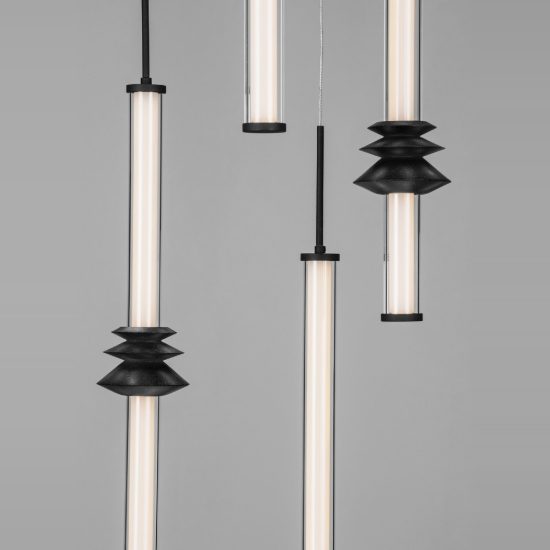 Lampadario pendenti a sospensione per soggiorno design moderno nero led 32w 3000k