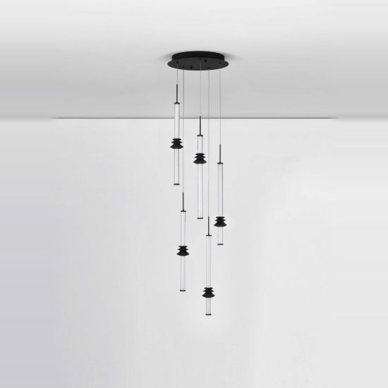 Lampadario pendenti a sospensione per soggiorno design moderno nero led 32w 3000k