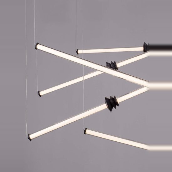 Lampadario led 79w 3000k design moderno a sospensione per soggiorno nero