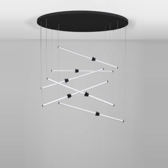 Lampadario led 79w 3000k design moderno a sospensione per soggiorno nero
