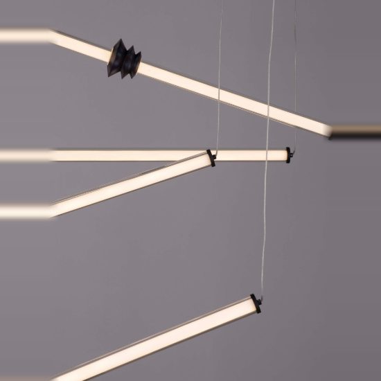 Lampadario led 79w 3000k design moderno a sospensione per soggiorno nero