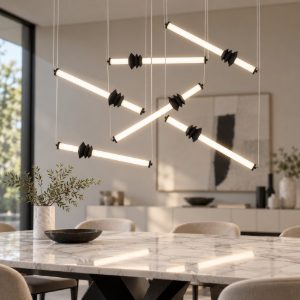 Lampadario a sospensione per camera da letto design moderno nero led 36w 3000k
