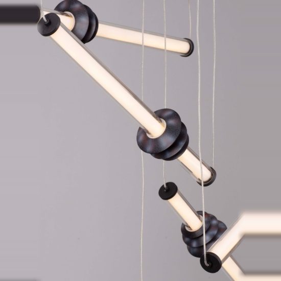 Lampadario a sospensione per camera da letto design moderno nero led 36w 3000k