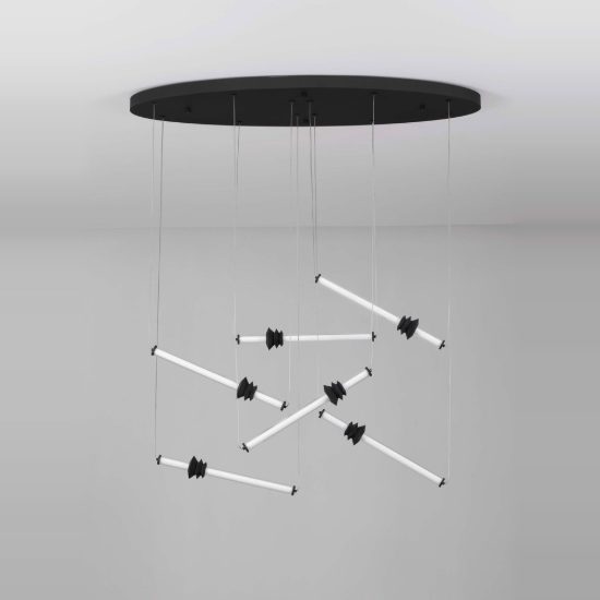 Lampadario a sospensione per camera da letto design moderno nero led 36w 3000k
