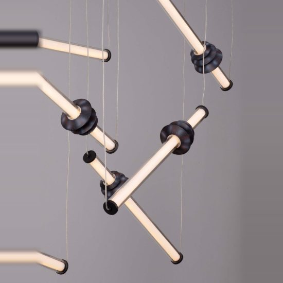 Lampadario a sospensione per camera da letto design moderno nero led 36w 3000k