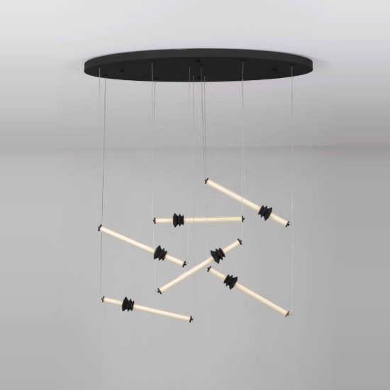 Lampadario a sospensione per camera da letto design moderno nero led 36w 3000k