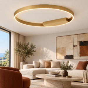 Maytoni rim plafoniera led 35w dimmerabile per soggiorno moderno ottone