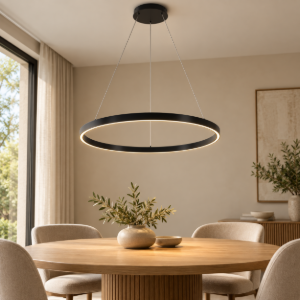 Lampadario moderno anello nero led 3000k 4000k dimmerabile maytoni rim