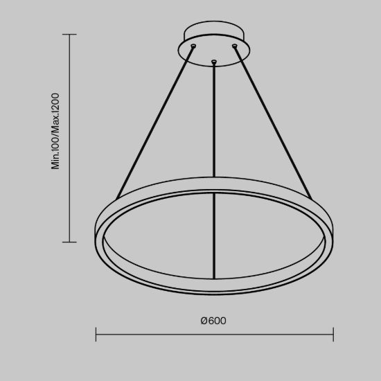 Lampadario moderno anello nero led 3000k 4000k dimmerabile maytoni rim