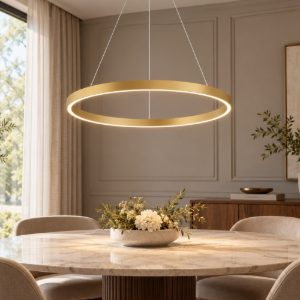 Maytoni rim lampadario ad anello led 3000k 4000k dimmerabile ottone