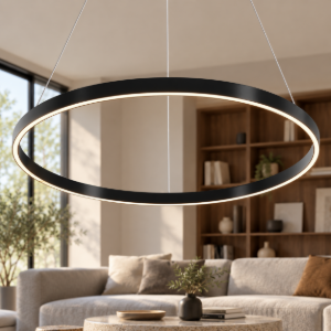 Maytoni rim lampadario moderno anello nero a sospensione led 3000k 4000k dimmerabile