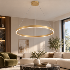 Grande lampadario maytoni rim led 51w anello ottone