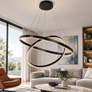 Rim maytoni lampadario moderno ad anello nero led 83w dimmerabile
