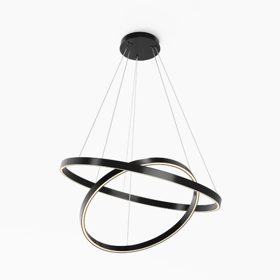 Rim maytoni lampadario moderno ad anello nero led 83w dimmerabile