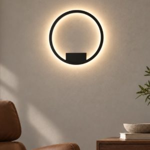 Applique da parete moderna nera led 23w dimmerabile maytoni rim