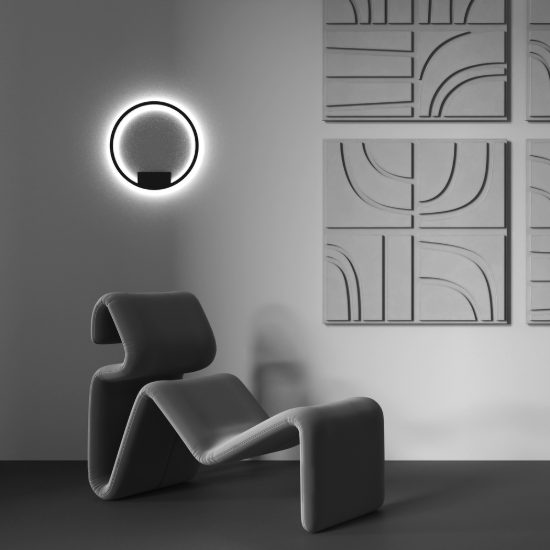 Applique da parete moderna nera led 23w dimmerabile maytoni rim