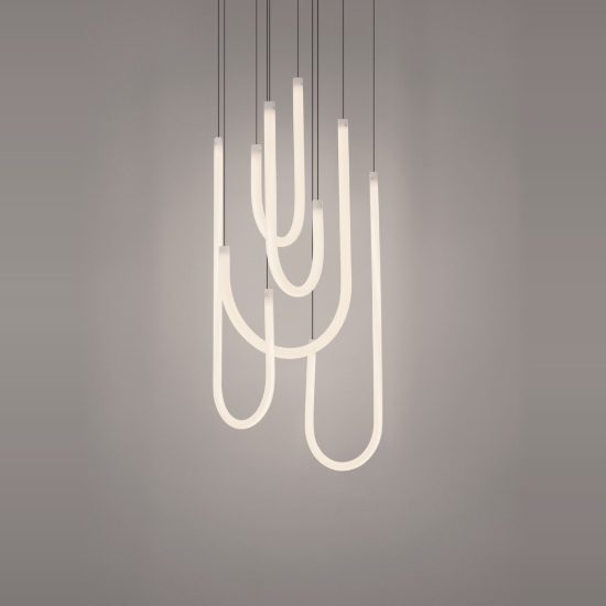 Lampadario nero led 55w 3000k dimmerabile moderno a sospensione vetro per soggiorno