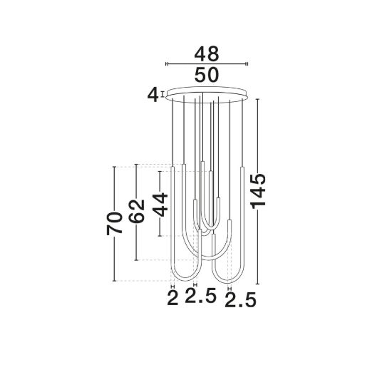Lampadario nero led 55w 3000k dimmerabile moderno a sospensione vetro per soggiorno