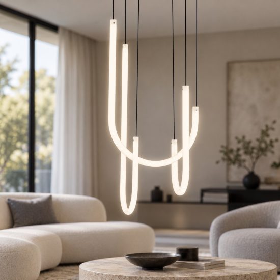 Lampadario led 40w 3000k dimmerabile moderno a sospensione nero per soggiorno