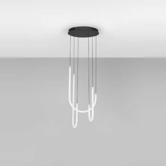 Lampadario led 40w 3000k dimmerabile moderno a sospensione nero per soggiorno