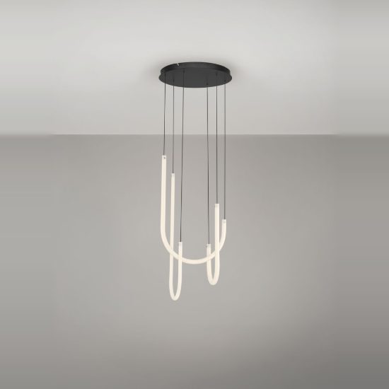 Lampadario led 40w 3000k dimmerabile moderno a sospensione nero per soggiorno