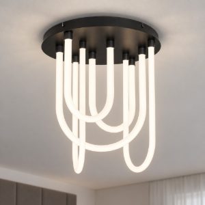 Plafoniera led 55w 3000k dimmerabile per camera da letto moderna nero opaco