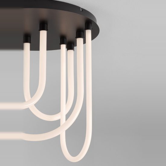 Plafoniera led 55w 3000k dimmerabile per camera da letto moderna nero opaco
