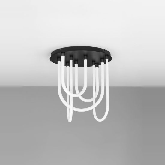 Plafoniera led 55w 3000k dimmerabile per camera da letto moderna nero opaco