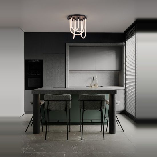 Plafoniera led 55w 3000k dimmerabile per camera da letto moderna nero opaco