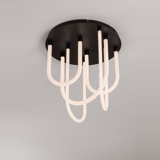 Plafoniera led 55w 3000k dimmerabile per camera da letto moderna nero opaco