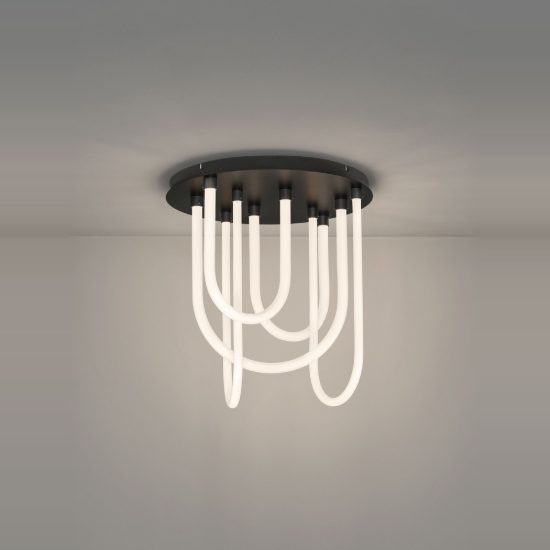 Plafoniera led 55w 3000k dimmerabile per camera da letto moderna nero opaco