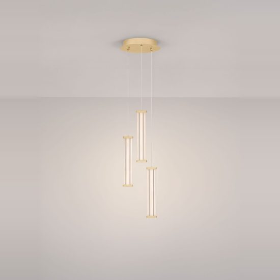 Lampadario moderno a sospensione cilindrica trasparente oro led 13w 3000k per sala da pranzo