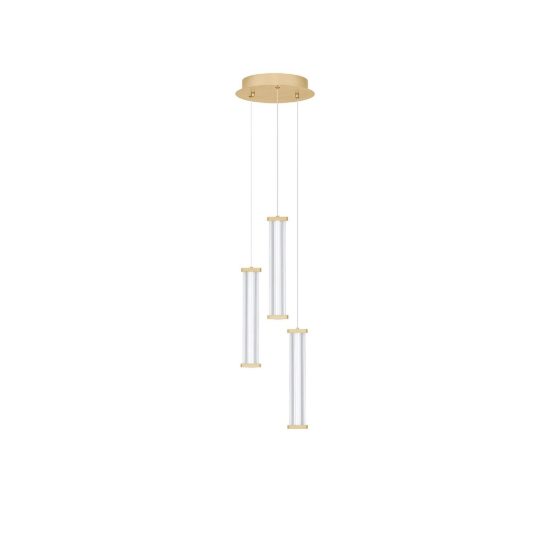 Lampadario moderno a sospensione cilindrica trasparente oro led 13w 3000k per sala da pranzo