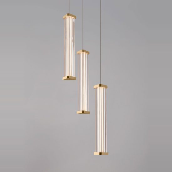 Lampadario moderno a sospensione cilindrica trasparente oro led 13w 3000k per sala da pranzo