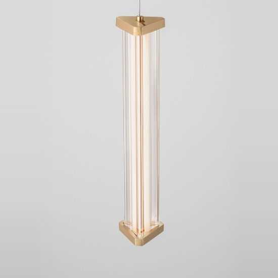 Lampadario moderno a sospensione cilindrica trasparente oro led 13w 3000k per sala da pranzo